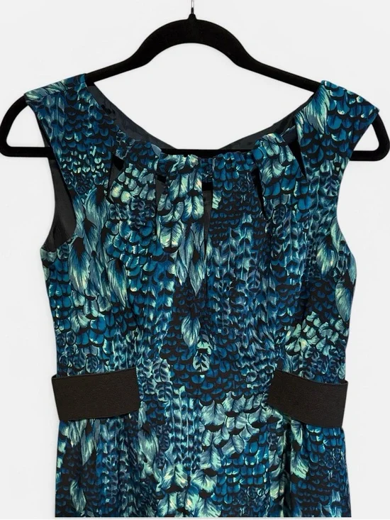 Nanette Lepore 100% Silk Peacock Feather Print Dress - Size 4 - Made in USA - Picture 4 of 8